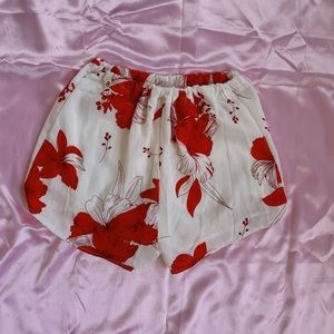Red and white flower shorts